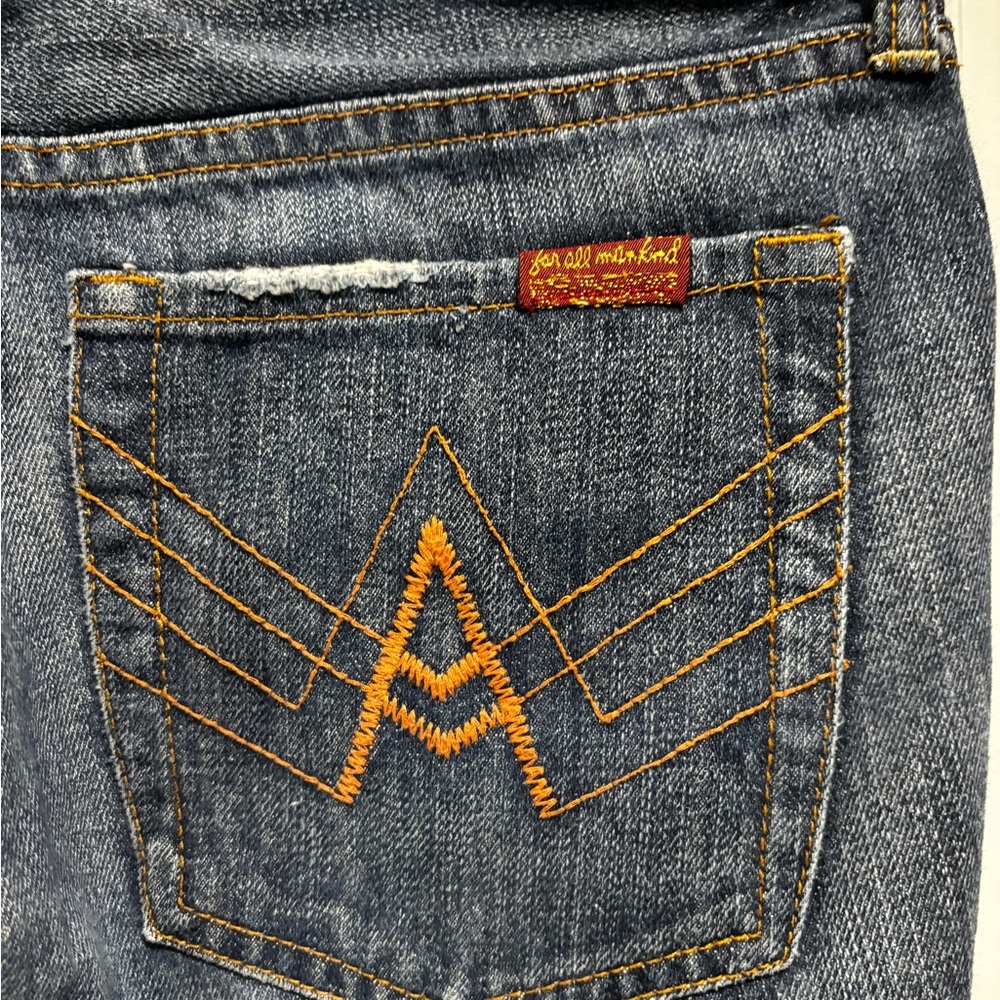 7 For All Mankind Blue Jeans with Orange Stitching